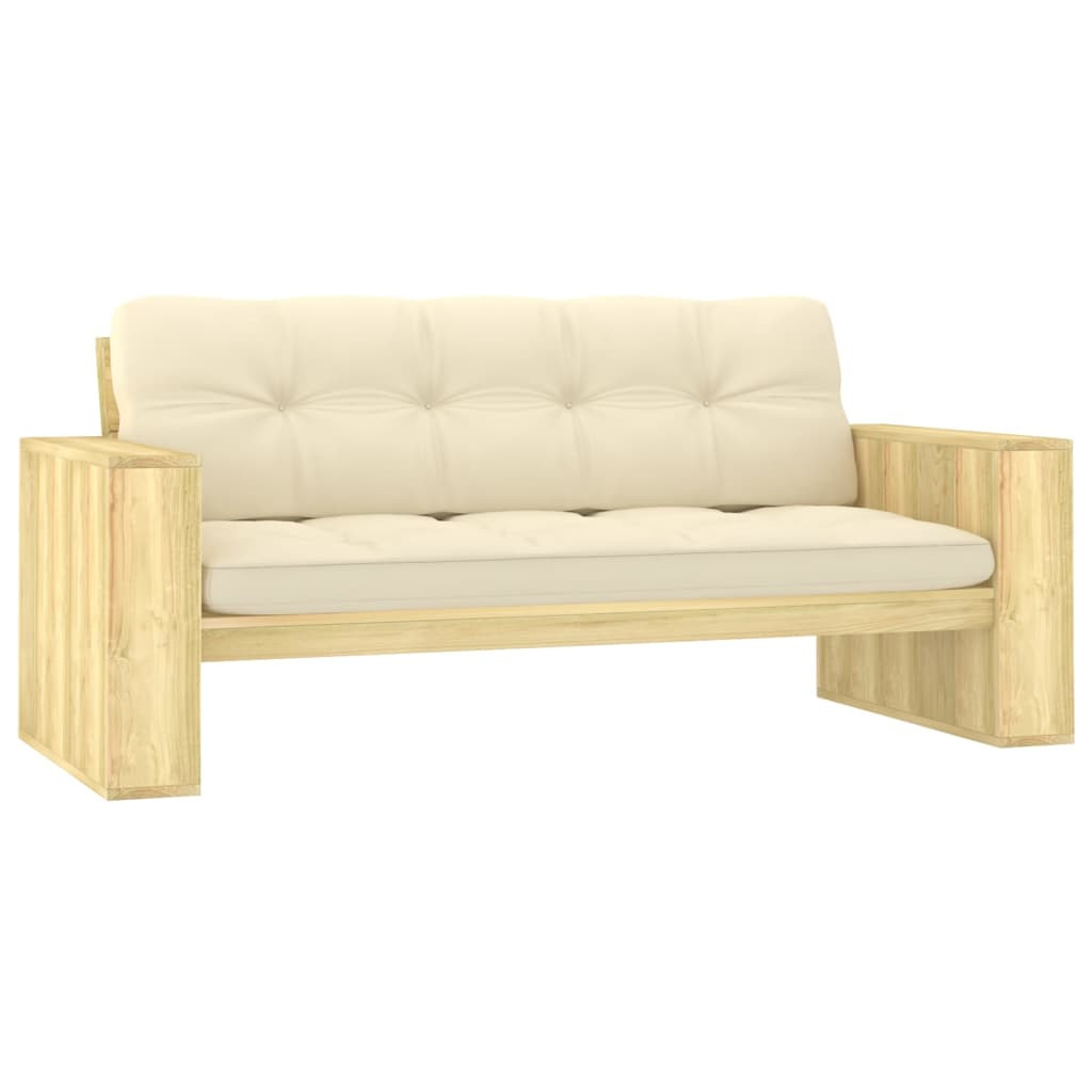 vidaXL Gartenbank mit Creme Kissen 179 cm Kiefernholz Imprägniert