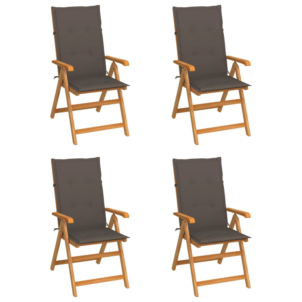 vidaXL Gartenstühle 4 Stk. mit Taupe Kissen Massivholz Teak