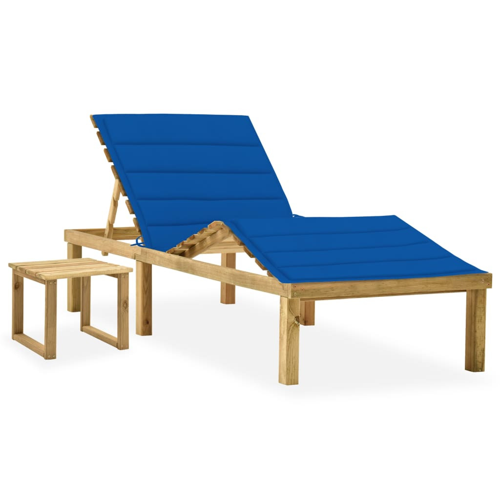 vidaXL Garten-Sonnenliege mit Tisch und Auflage Kiefer Imprägniert