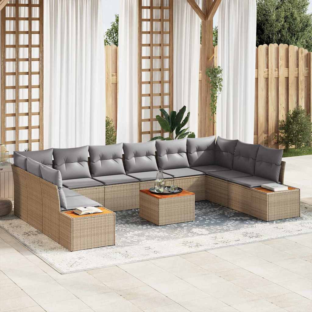 vidaXL Gartensofa-set mit Kissen 10 pcs Beige und Hellgrau Polyrattan