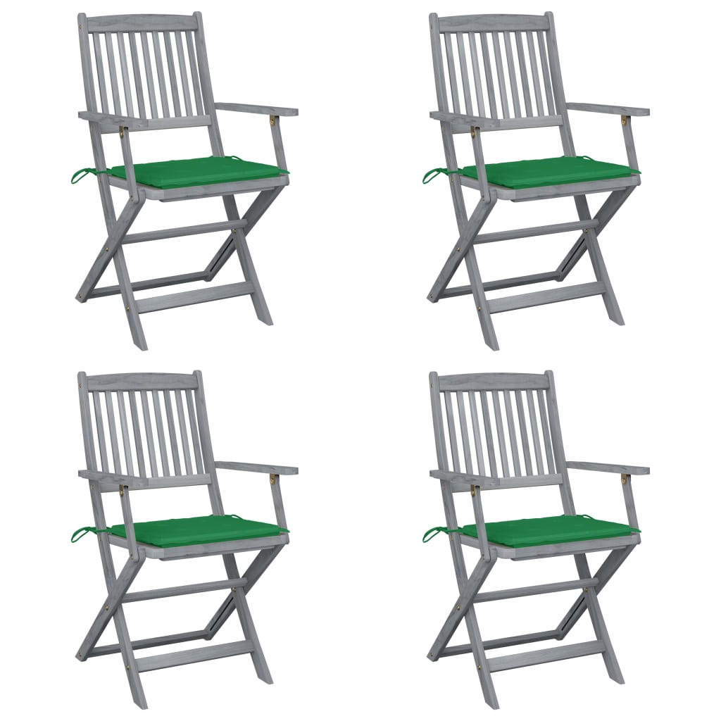 vidaXL Klappbare Gartenstühle 4 Stk. mit Sitzkissen Massivholz Akazie