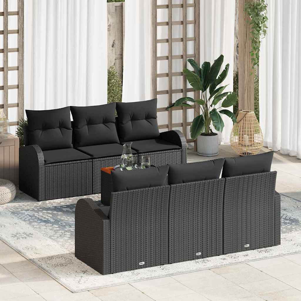 vidaXL Gartensofa-set mit Speicher 7 pcs Schwarz Poly-Rattan