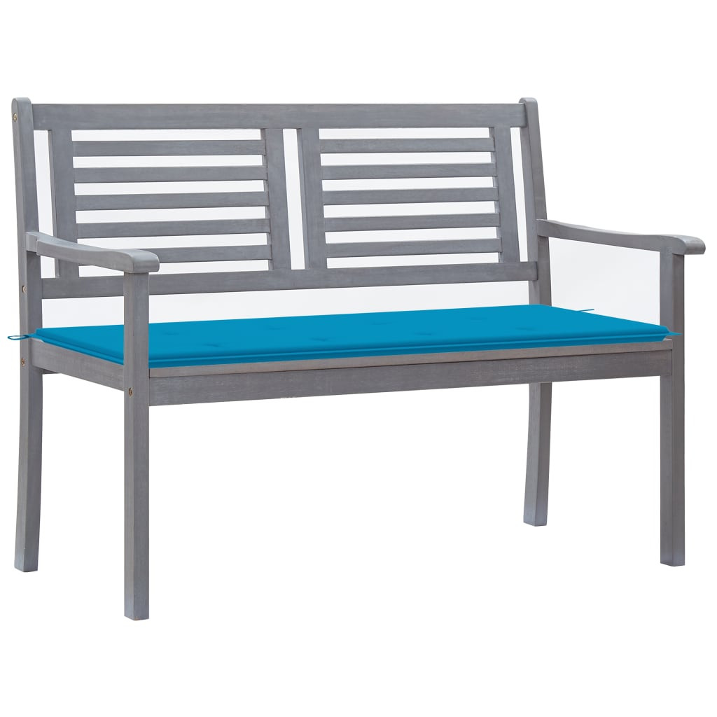 vidaXL 2-Sitzer-Gartenbank mit Auflage 120 cm Grau Eukalyptusholz