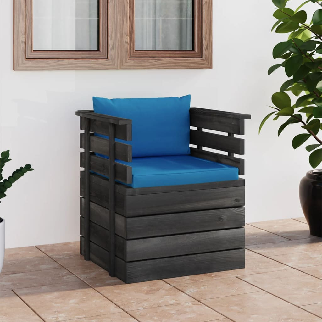 vidaXL Gartensessel mit Kissen Kiefernholz