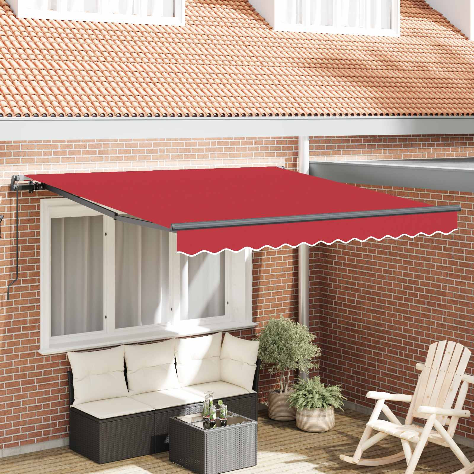 vidaXL Ausziehbare Markise Rot 300 x 250 cm Polyester und Aluminium