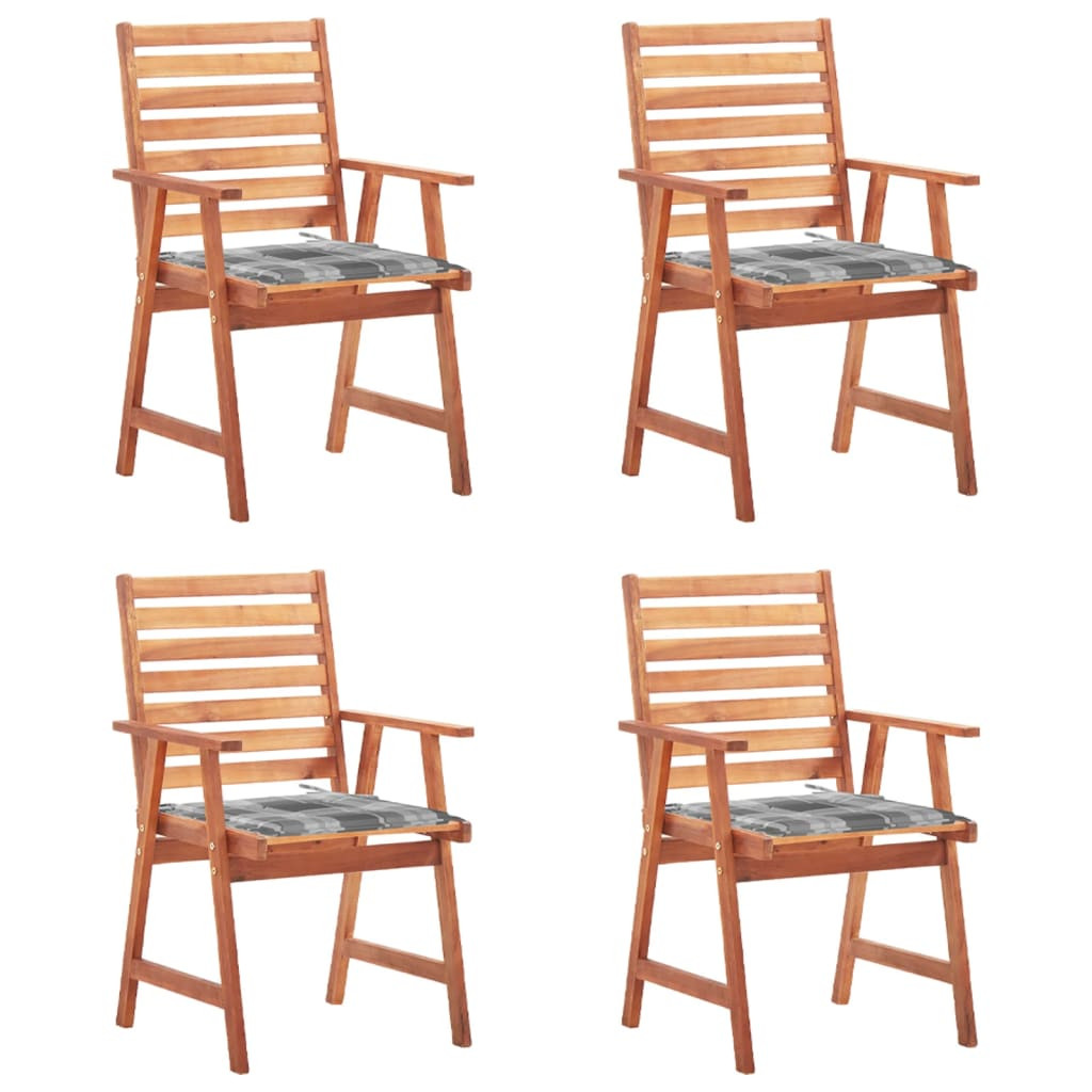 vidaXL Garten-Essstühle 4 Stk. mit Kissen Massivholz Akazie