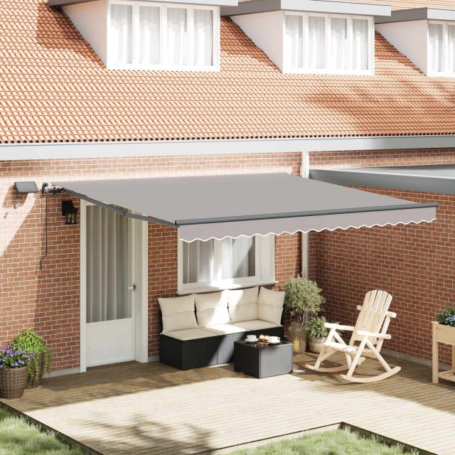 vidaXL Ausziehbare Markise Hellgrau 400 x 300 cm Stoff und Aluminium