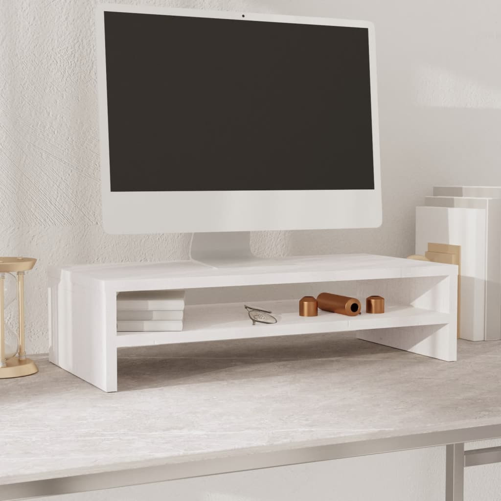vidaXL Monitorständer Weiß 50x24x13 cm Massivholz Kiefer