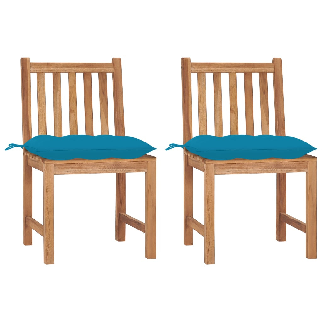 vidaXL Gartenstühle 2 Stk. mit Kissen Massivholz Teak