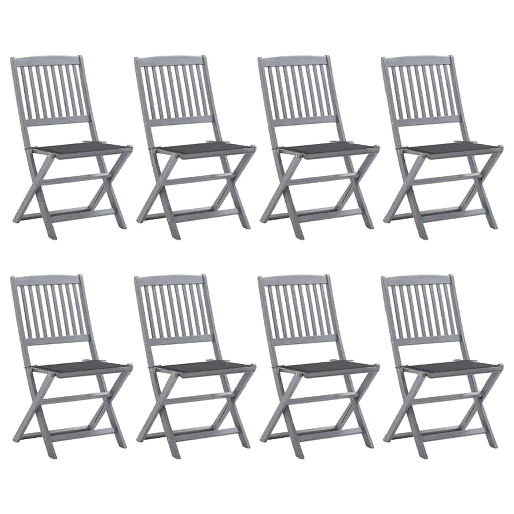 vidaXL Klappbare Gartenstühle 8 Stk. mit Kissen Massivholz Akazie
