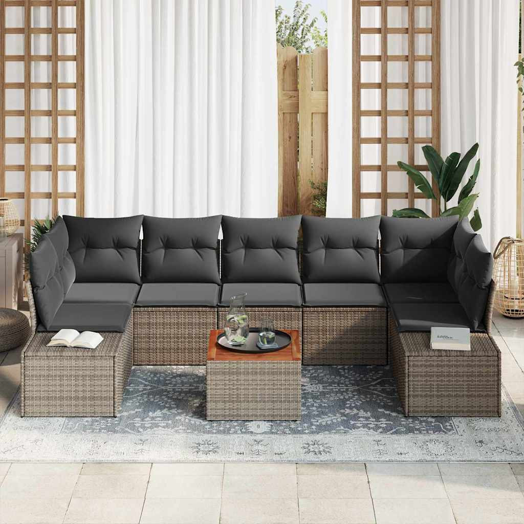 vidaXL Gartensofa-set mit Speicher 8 pcs Grau Poly-Rattan