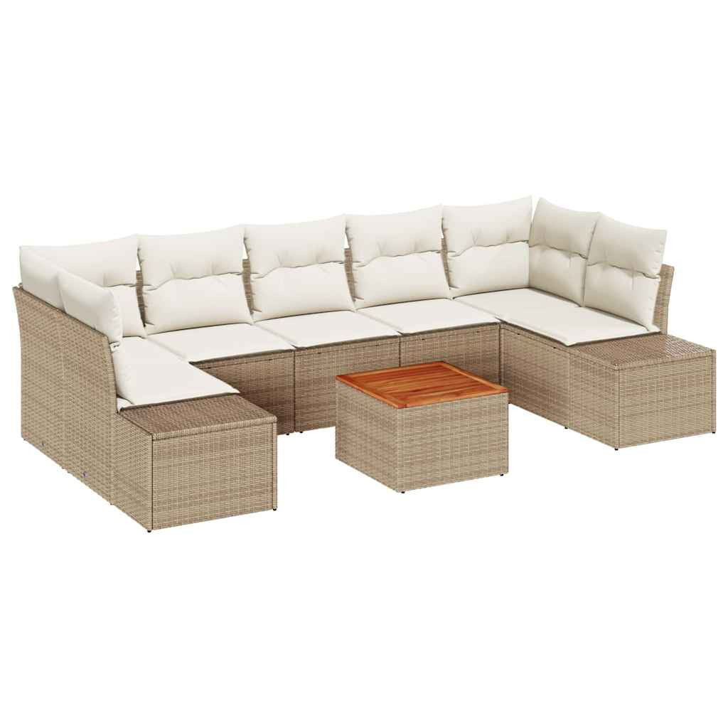 vidaXL Gartensofa-set mit Speicher 8 pcs Beige und Creme Poly-Rattan