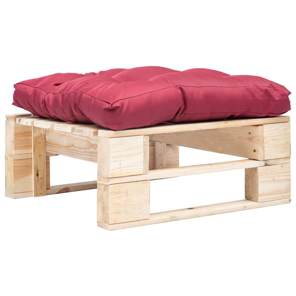 vidaXL Garten-Palettenhocker mit Kissen in Rot Holz Natur