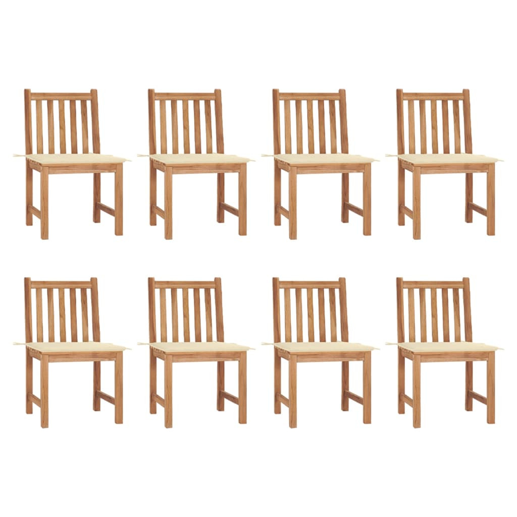 vidaXL Gartenstühle 8 Stk. mit Kissen Massivholz Teak