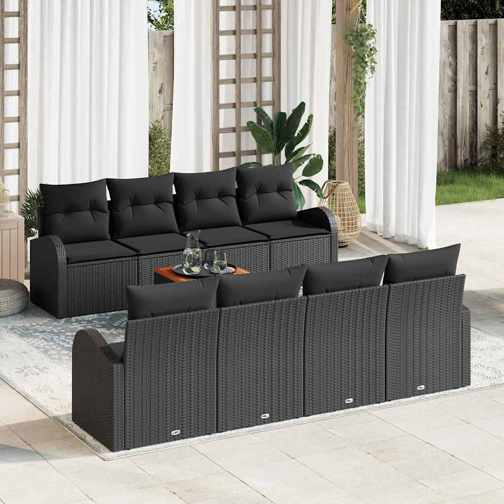 vidaXL Gartensofa-set mit Speicher 9 pcs Schwarz Poly-Rattan