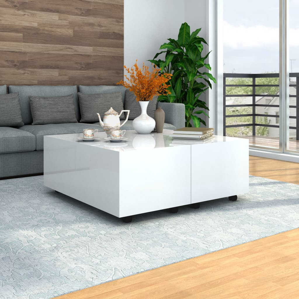 vidaXL Couchtisch Hochglanz-Weiß 100x100x35 cm