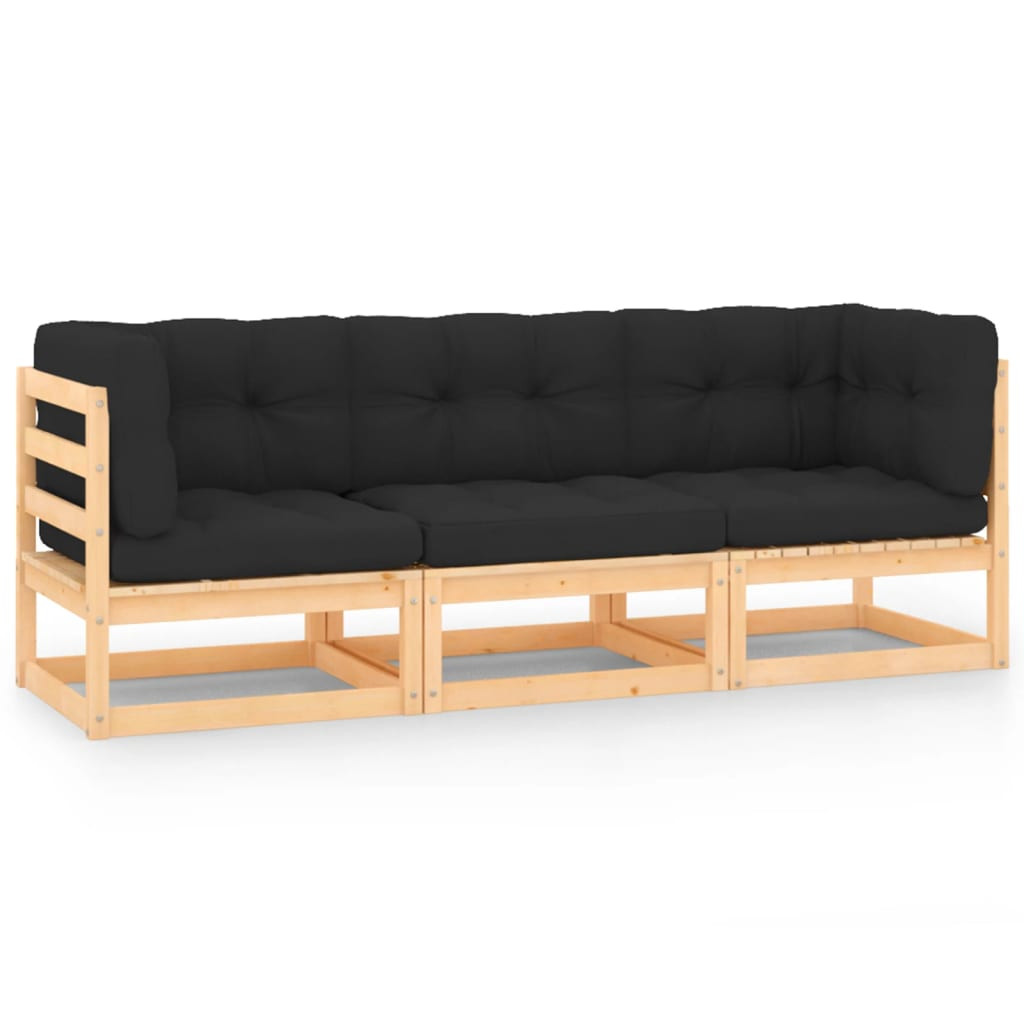 vidaXL 3-tlg. Garten-Lounge-Set mit Kissen Kiefer Massivholz