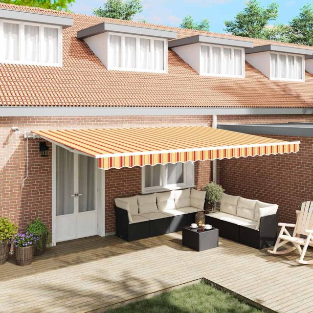 vidaXL Ausziehbare Markise Gelb und Orange 500 x 300 cm Polyester