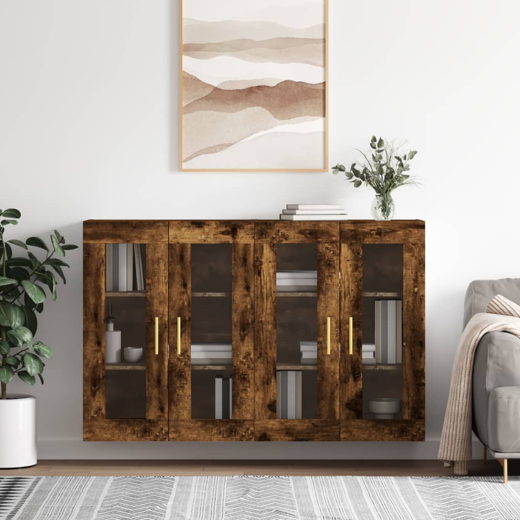 vidaXL Wandschränke 2 Stk. Räuchereiche Holzwerkstoff
