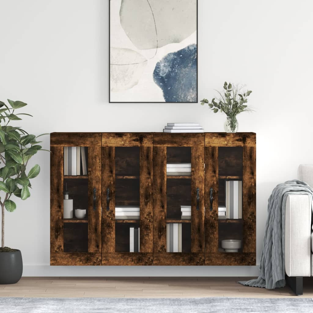 vidaXL Wandschränke 2 Stk. Räuchereiche Holzwerkstoff