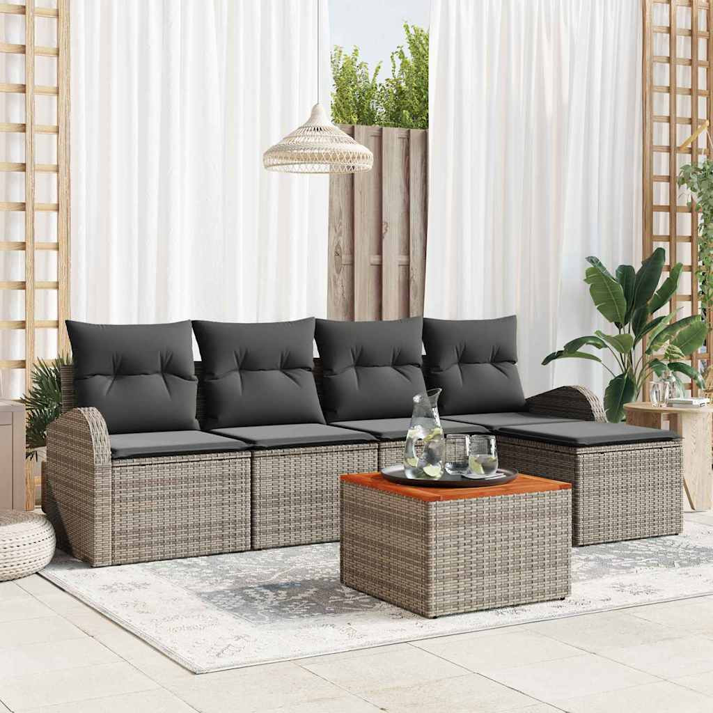 vidaXL Gartensofa-set mit Speicher 6 pcs Grau Poly-Rattan