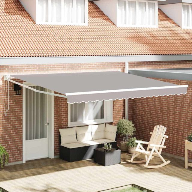 vidaXL Ausziehbare Markise Hellgrau 400 x 300 cm Polyester und Metall