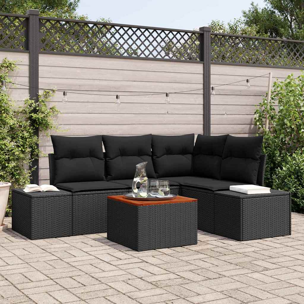 vidaXL Gartensofa-set mit Speicher 5 pcs Schwarz Poly-Rattan