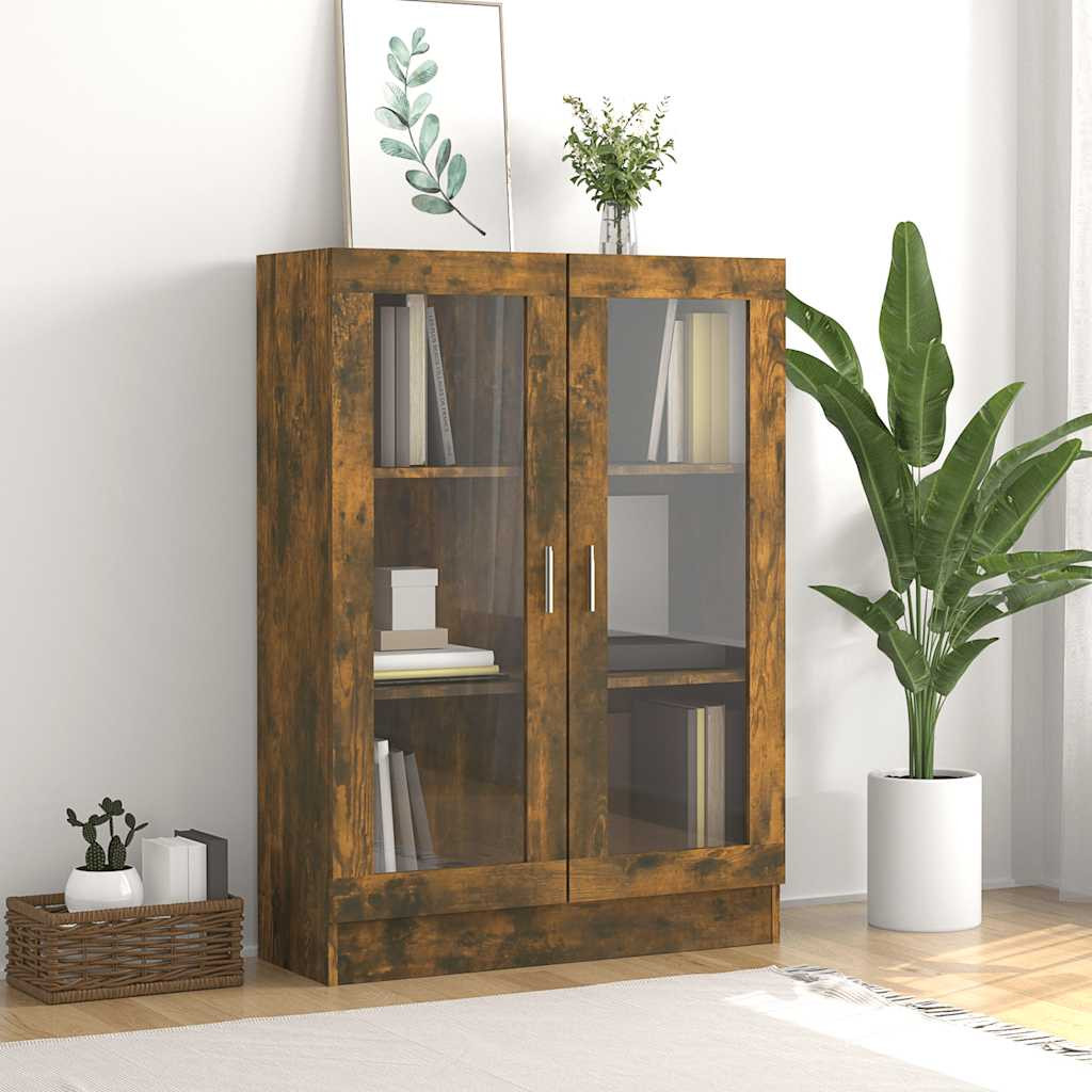vidaXL Vitrinenschrank Räuchereiche 82,5x30,5x115 cm Holzwerkstoff