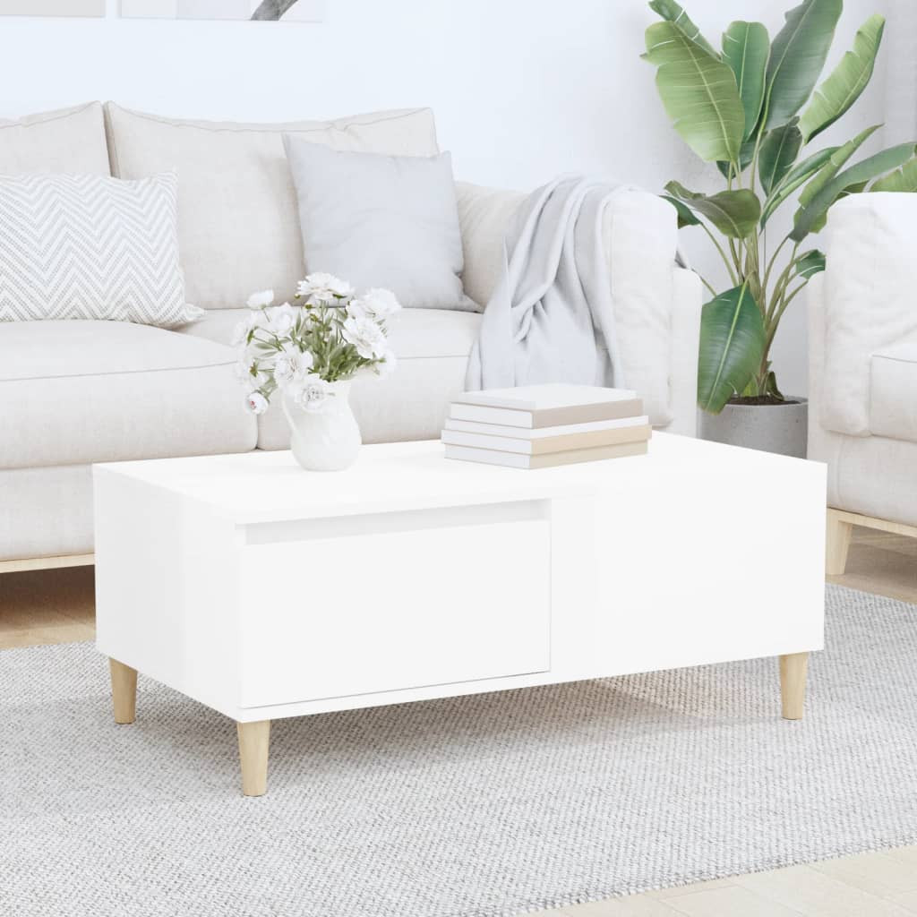 vidaXL Couchtisch Hochglanz-Weiß 90x50x36,5 cm Holzwerkstoff