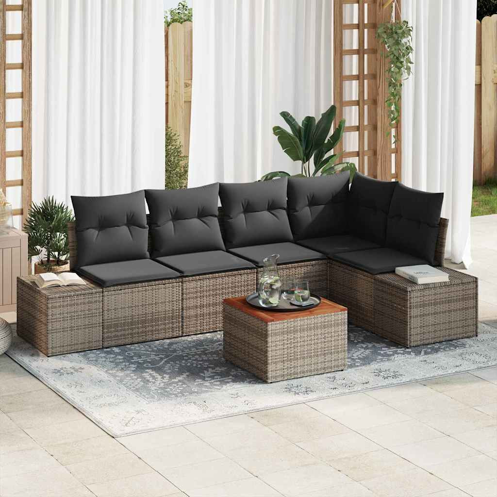vidaXL Gartensofa-set mit Speicher 6 pcs Grau Poly-Rattan