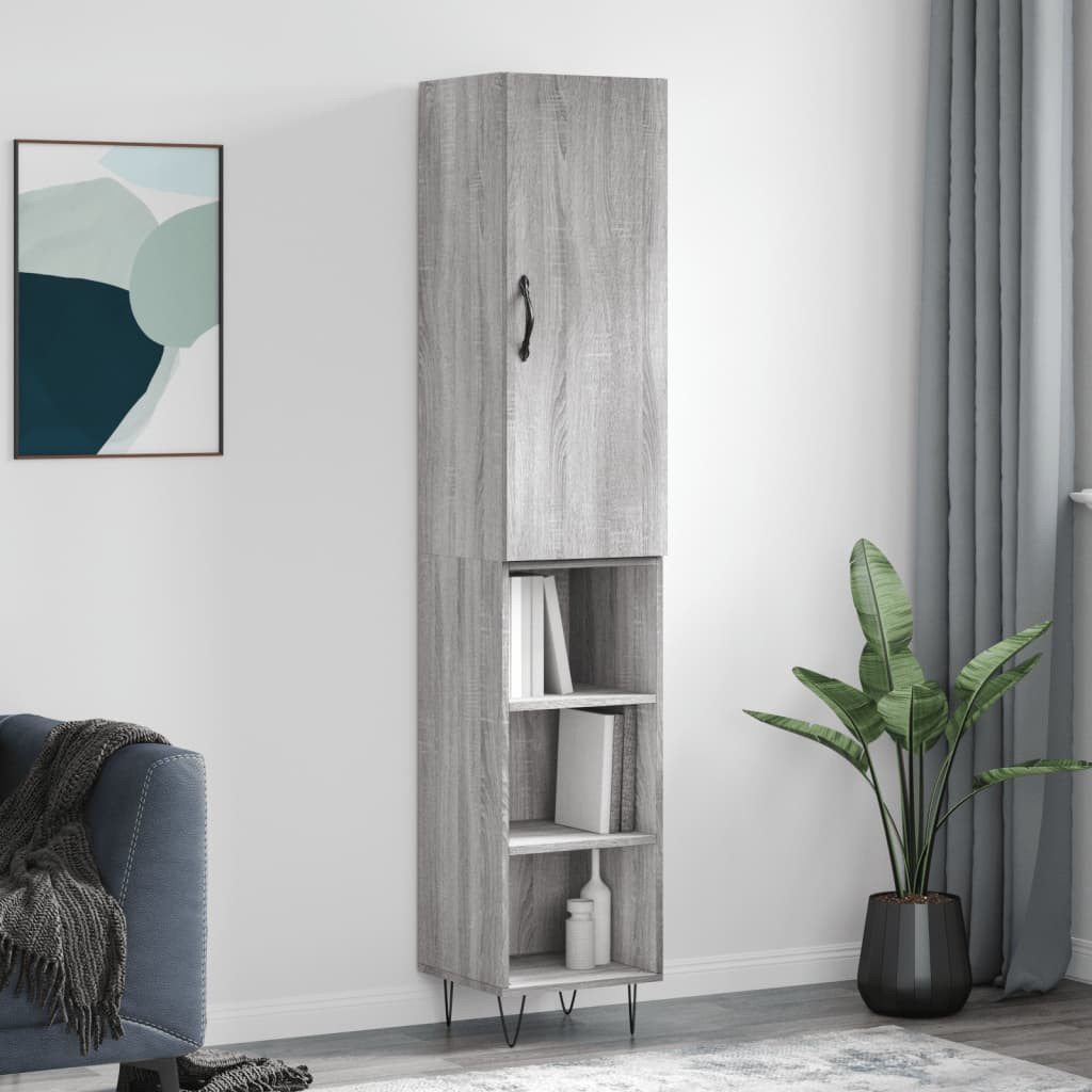 vidaXL Highboard Grau Sonoma 34,5x34x180 cm Holzwerkstoff