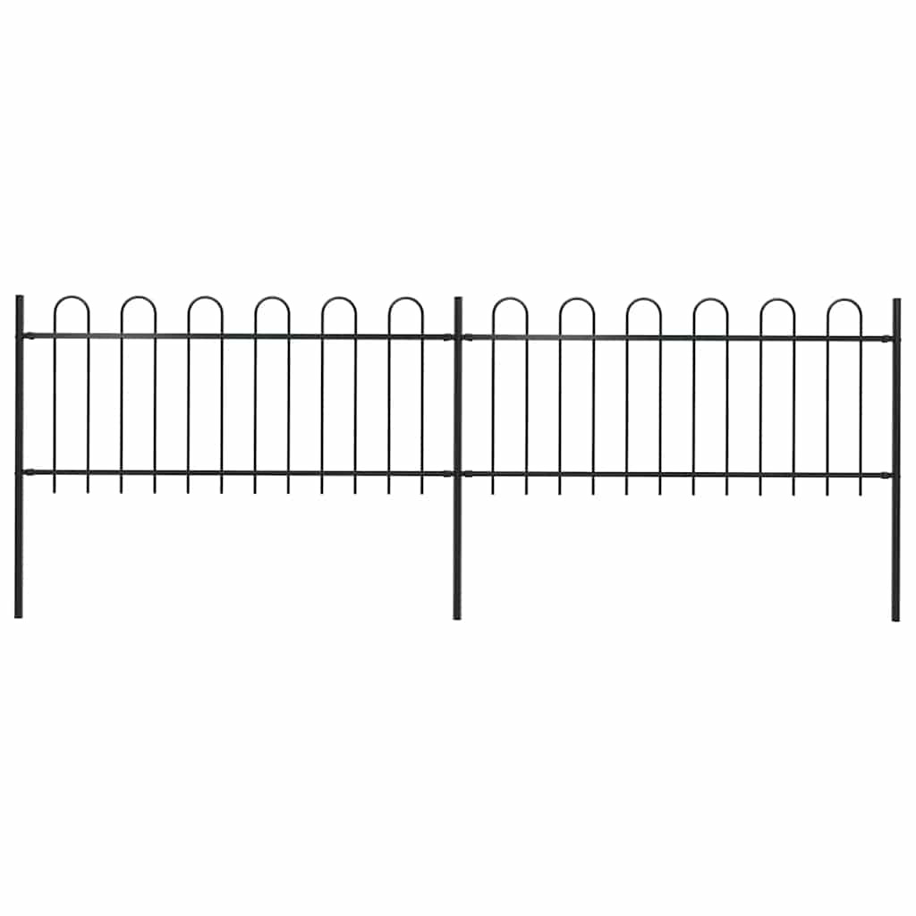 vidaXL Gartenzaun mit Rundbogen Stahl 337 x 80 cm Schwarz