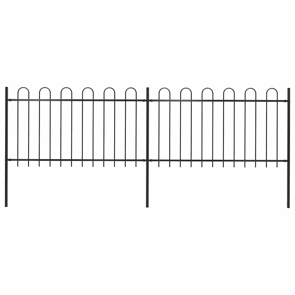 vidaXL Gartenzaun mit Rundbogen Stahl 337 x 100 cm Schwarz