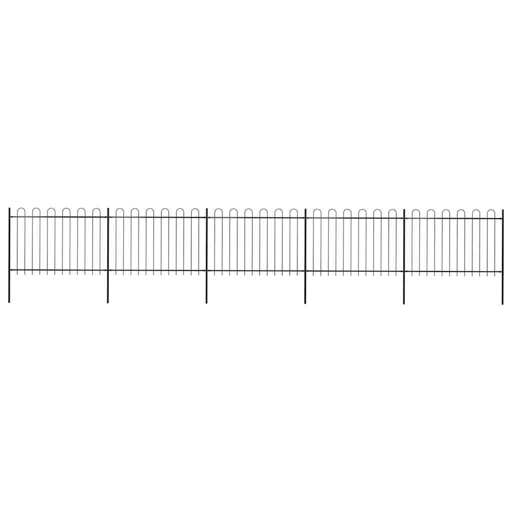 vidaXL Gartenzaun mit Rundbogen Stahl 838 x 120 cm Schwarz