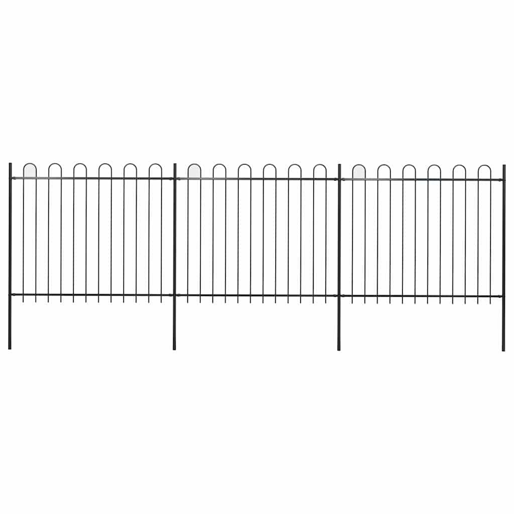 vidaXL Gartenzaun mit Rundbogen Stahl 504 x 150 cm Schwarz