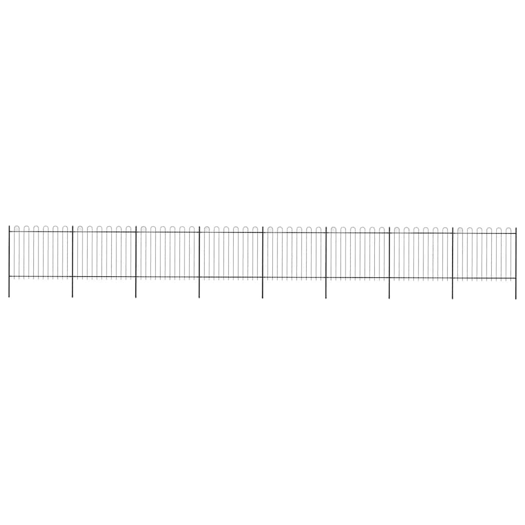 vidaXL Gartenzaun mit Rundbogen Stahl 1339 x 150 cm Schwarz
