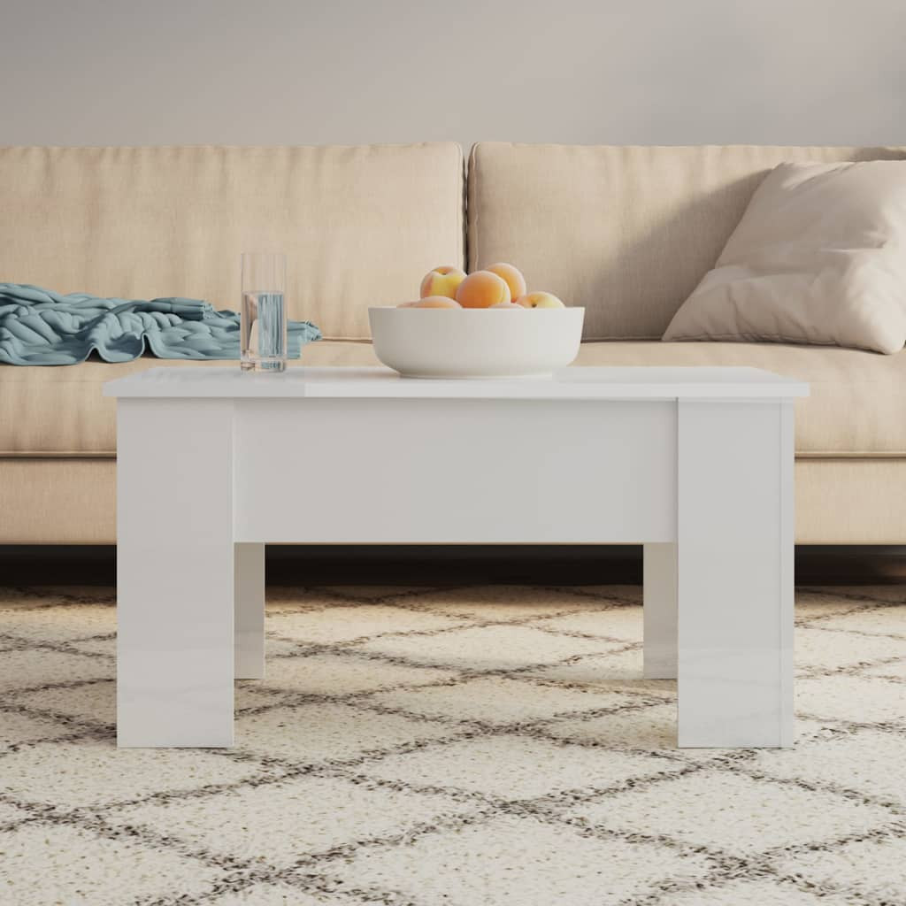 vidaXL Couchtisch Hochglanz-Weiß 79x49x41 cm Holzwerkstoff