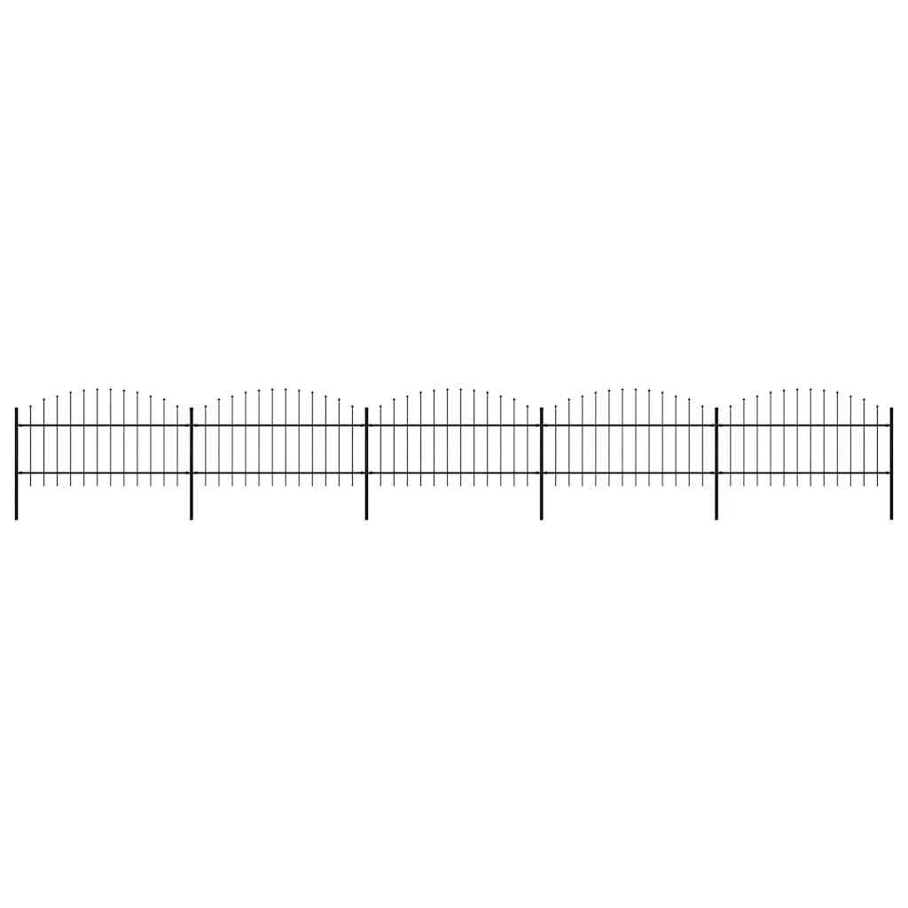 vidaXL Gartenzaun mit Speerspitze Stahl 838 x 125 cm Schwarz