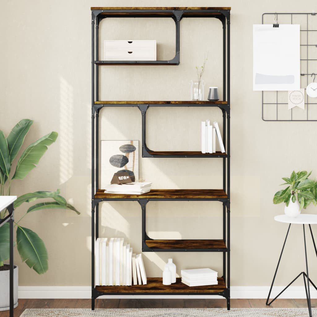 vidaXL Bücherregal Räuchereiche 81x36x176 cm Holzwerkstoff