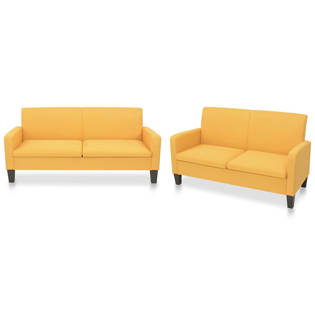 vidaXL 2-tlg. Sofagarnitur Stoff Gelb