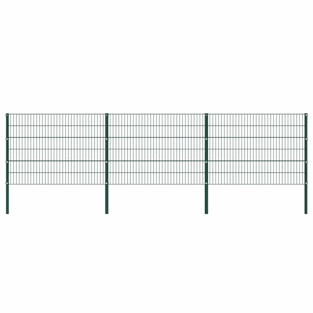 vidaXL Zaunelement mit Pfosten Eisen 522 x 120 cm Grün