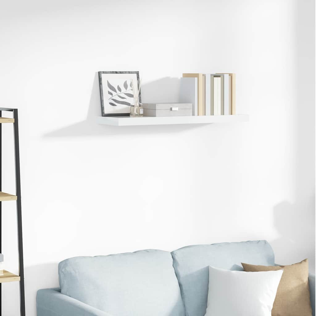 vidaXL Schweberegal Hochglanz-Weiß 80x23,5x3,8 cm MDF