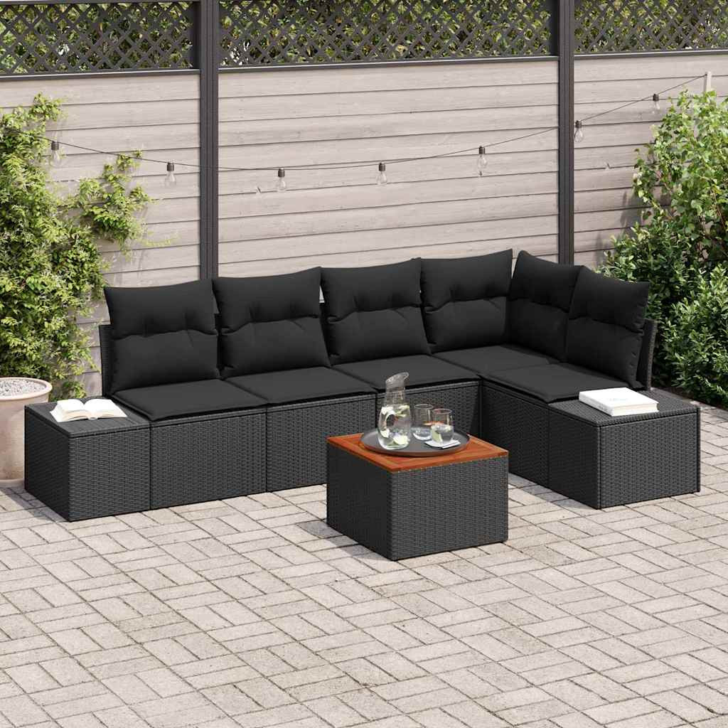 vidaXL Gartensofa-set mit Speicher 6 pcs Schwarz Poly-Rattan