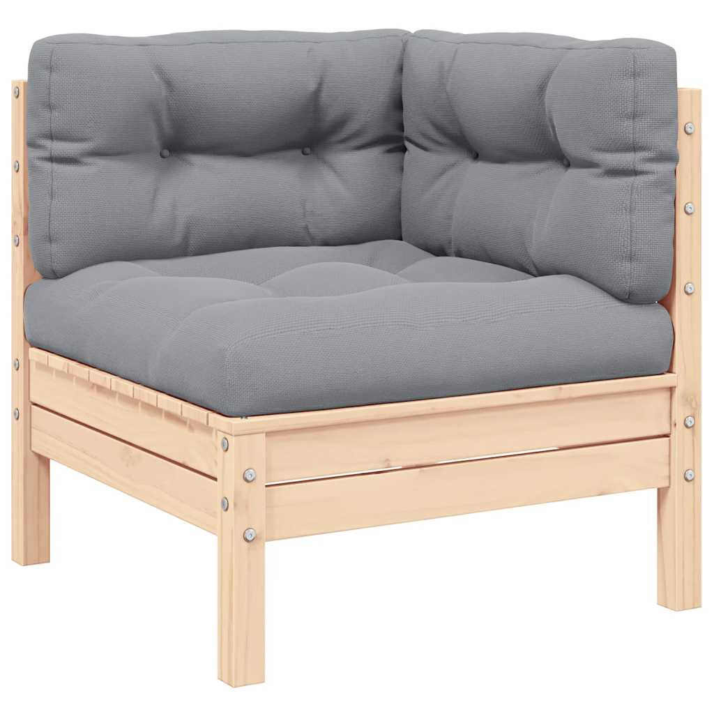 vidaXL Garten-Ecksofa mit Kissen in Grau Massivholz Kiefer
