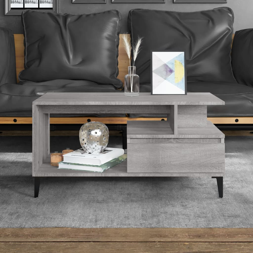 vidaXL Couchtisch Grau Sonoma 90x49x45 cm Holzwerkstoff