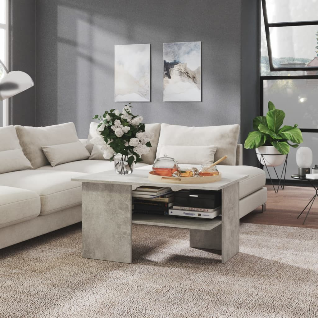 vidaXL Couchtisch Betongrau 90x60x46,5 cm Holzwerkstoff