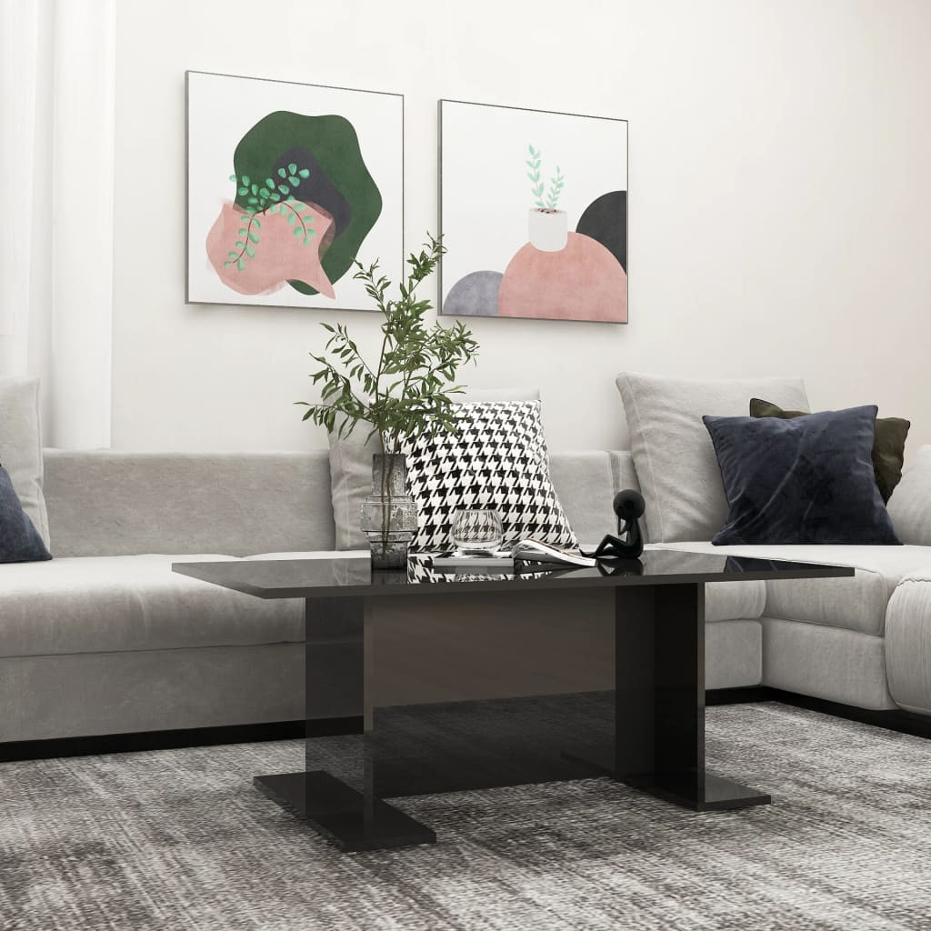vidaXL Couchtisch Hochglanz-Schwarz 103,5x60x40 cm Holzwerkstoff