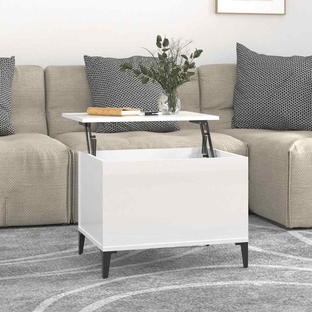 vidaXL Couchtisch Hochglanz-Weiß 60x44,5x45 cm Holzwerkstoff