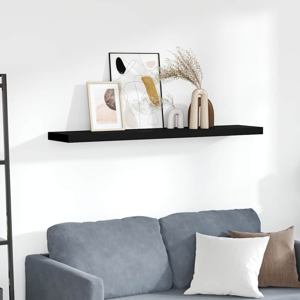 vidaXL Schweberegal Schwarz 120x23,5x3,8 cm MDF