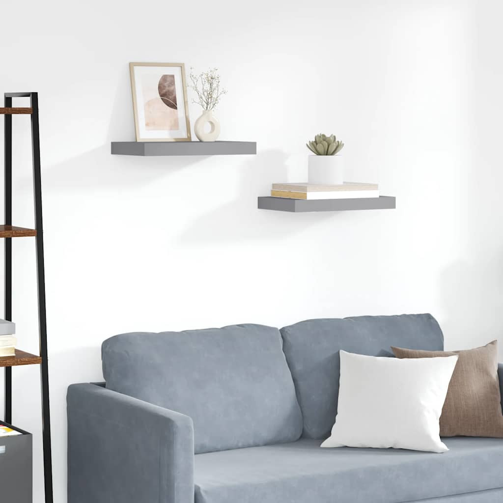 vidaXL Schwebende Wandregale 2 Stk. Grau 40x23,5x3,8cm MDF